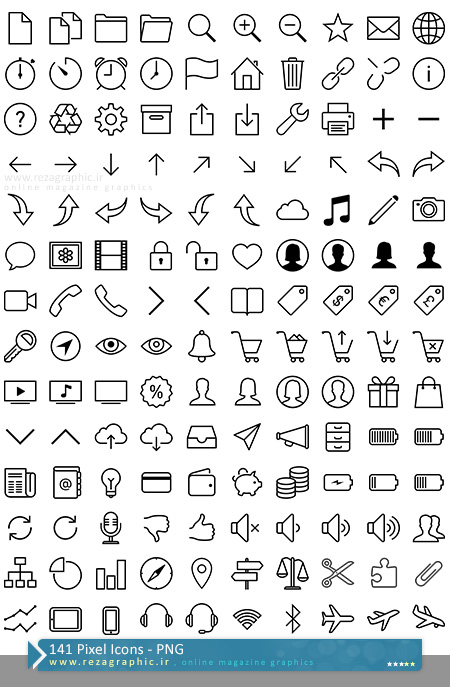 ۱۴۱ Pixel Icons ( www.rezagraphic.ir )