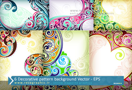 ۶ Decorative pattern background Vector ( www.rezagraphic.ir )