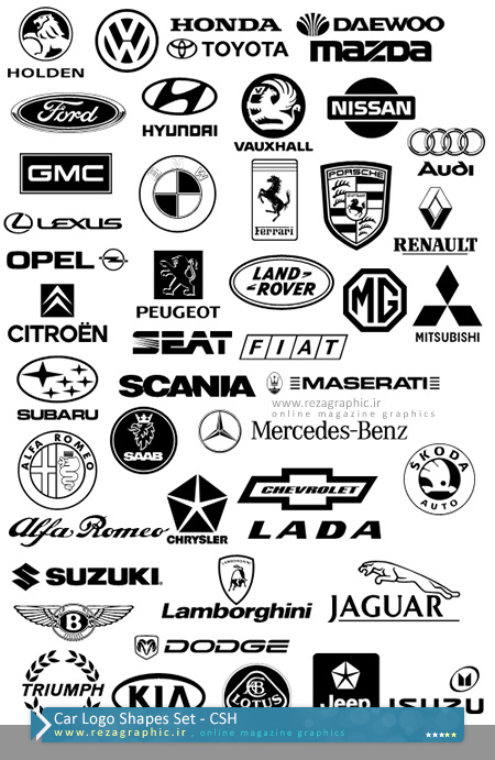 Car Logo Shapes Set ( www.rezagraphic.ir )