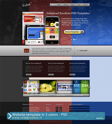 Website template in 3 colors PSD ( www.rezagraphic.ir )