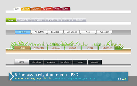 ۵ Fantasy navigation menu PSD ( www.rezagraphic.ir )