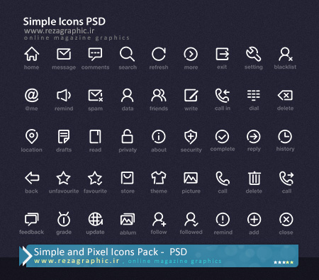 Simple and Pixel Icons Pack ( www.rezagraphic.ir )