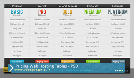 Pricing Web Hosting Tables PSD ( www.rezagraphic.ir )
