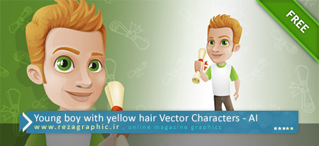 Young boy with yellow hair Vector Characters ( www.rezagraphic.ir )