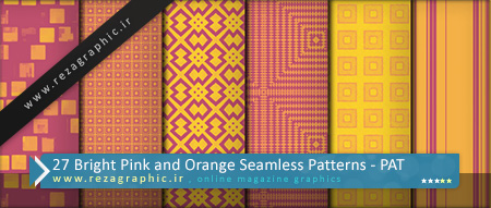 ۲۷ Bright Pink and Orange Seamless Patterns ( www.rezagraphic.ir )