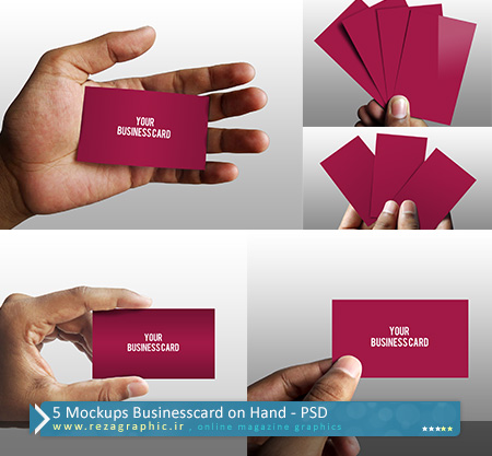 ۵ Mockups Businesscard on Hand PSD Graphicriver ( www.rezagraphic.ir )
