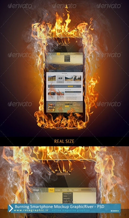 Burning Smartphone Mockup GraphicRiver ( www.rezagraphic.ir )