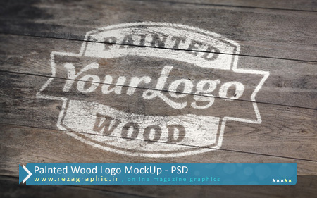 Painted Wood Logo MockUp PSD ( www.طرح لایه باز پیش نمایش لوگو رنگ شده روی چوبrezagraphic.ir )