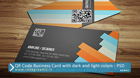 QR Code Business Card with dark and light colors PSD ( www.rezagraphic.ir )