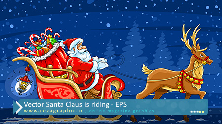 Vector Santa Claus is riding ( www.rezagraphic.ir )