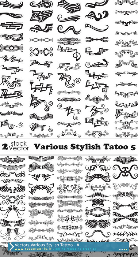 Vectors Various Stylish Tattoo ( www.rezagraphic.ir )