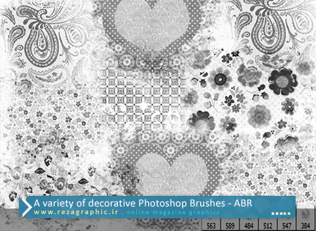 A variety of decorative Photoshop Brushes ( www.rezagraphic.ir )