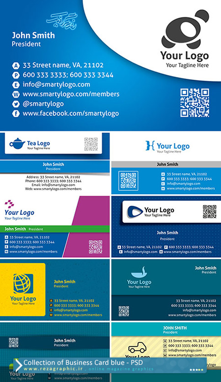 Collection of Business Card blue ( www.rezagraphic.ir )