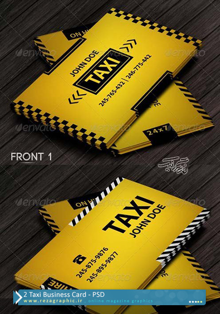۲ Taxi Business Card PSD ( www.rezagraphic.ir )