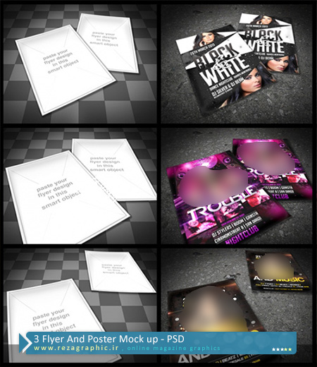 ۳ Flyer And Poster Mock up PSD ( www.rezagraphic.ir )