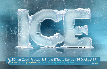 ۳D Ice Cool, Freeze & Snow Effects Styles ( www.rezagraphic.ir )