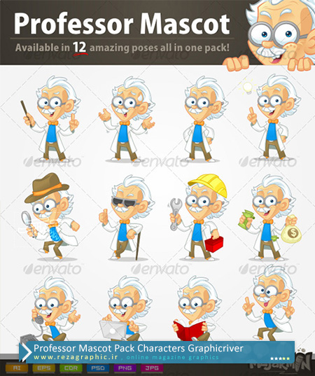 Professor Mascot Pack Characters Graphicriver ( www.rezagraphic.ir )