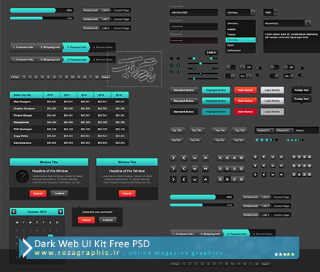 Dark Web UI Kit Free PSD ( www.rezagraphic.ir )