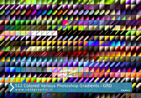 ۵۱۲ Colored Various Photoshop Gradients ( www.rezagraphic.ir )