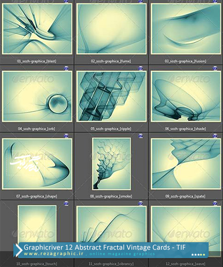 Graphicriver 12 Abstract Fractal Vintage Cards ( www.rezagraphic.ir )