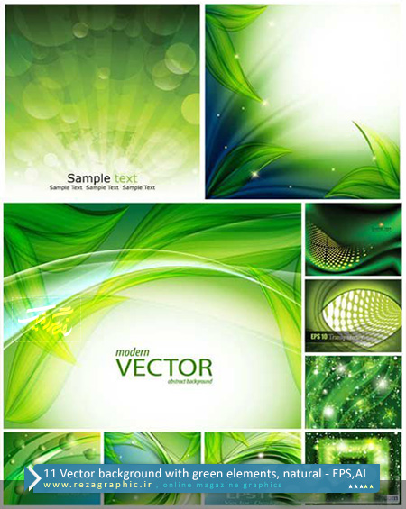 ۱۱ Vector background with green elements, natural ( www.rezagraphic.ir )