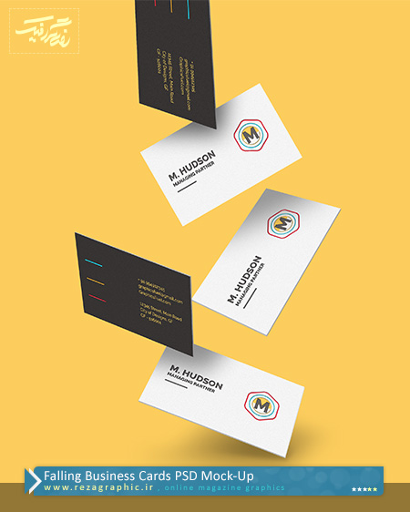 Falling Business Cards PSD Mock-Up ( www.rezagraphic.ir )