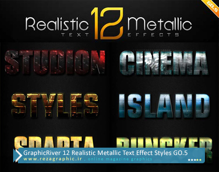 GraphicRiver 12 Realistic Metallic Text Effect Styles GO.5 ( www.rezagraphic.ir )