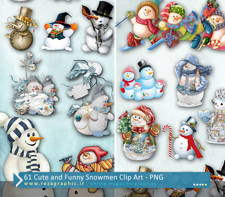 ۶۱ Cute and Funny Snowmen Clip Art ( www.rezagraphic.ir )