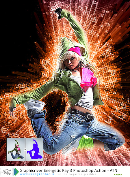 Graphicriver Energetic Ray 3 Photoshop Action ( www.rezagraphic.ir )