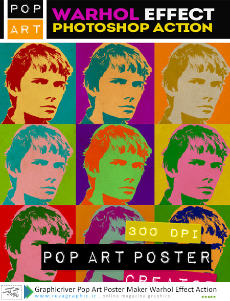 Graphicriver Pop Art Poster Maker Warhol Effect Action ( www.rezagraphic.ir )