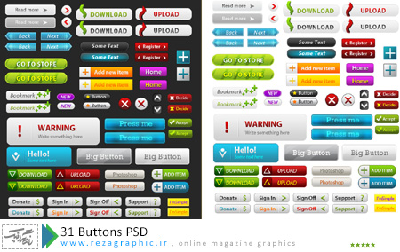 ۳۱ Buttons PSD ( www.rezagraphic.ir )