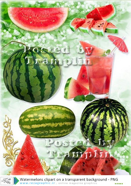 Watermelons clipart on a transparent background ( www.rezagraphic.ir )