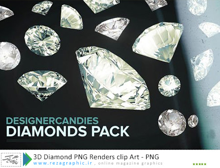 ۳D Diamond PNG Renders clip Arts ( www.rezagraphic.ir )