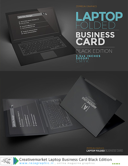 Creativemarket Laptop Business Card Black Edition ( www.rezagraphic.ir )