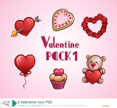 ۶ Valentine Icon PSD ( www.rezagraphic.ir )