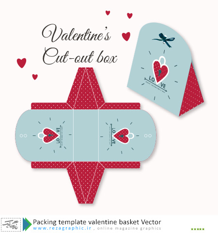 Packing template valentine basket Vector ( www.rezagraphic.ir )