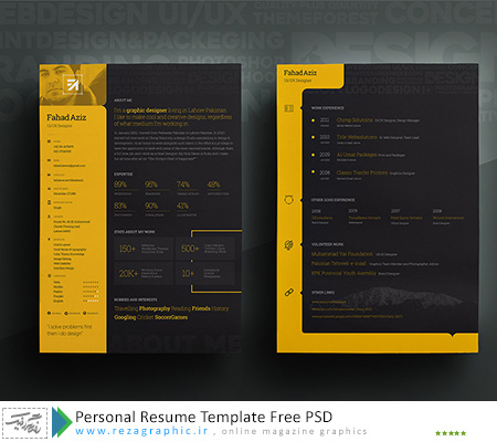 Personal Resume Template Free PSD ( www.rezagraphic.ir )