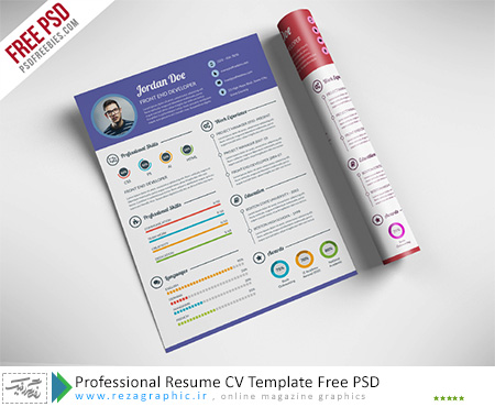 Professional Resume CV Template Free PSD ( www.rezagraphic.ir )