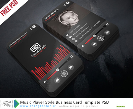 Music Player Style Business Card Template PSD ( www.rezagraphic.ir )