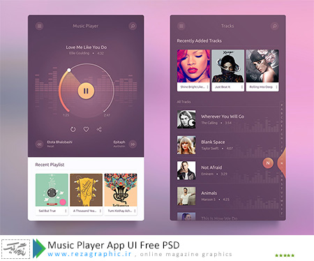 Music Player App UI Free PSD ( www.rezagraphic.ir )
