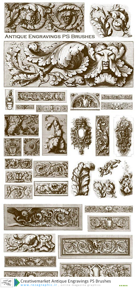 Creativemarket Antique Engravings PS Brushes ( www.rezagraphic.ir )
