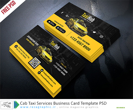 Cab Taxi Services Business Card Template PSD ( www.rezagraphic.ir )