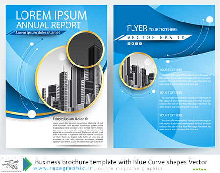 Business brochure template with Blue Curve shapes Vector ( www.rezagraphic.ir )