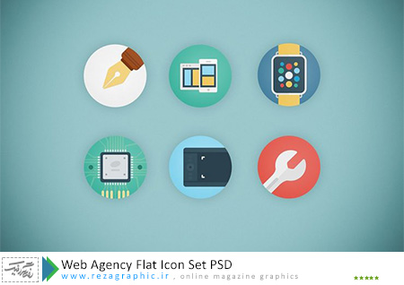 Web Agency Flat Icon Set PSD ( www.rezagraphic.ir )