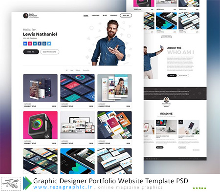 Graphic Designer Portfolio Website Template PSD ( www.rezagraphic.ir )