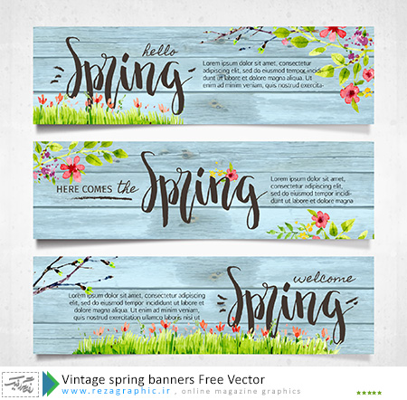 Vintage spring banners Vector ( www.rezagraphic.ir )