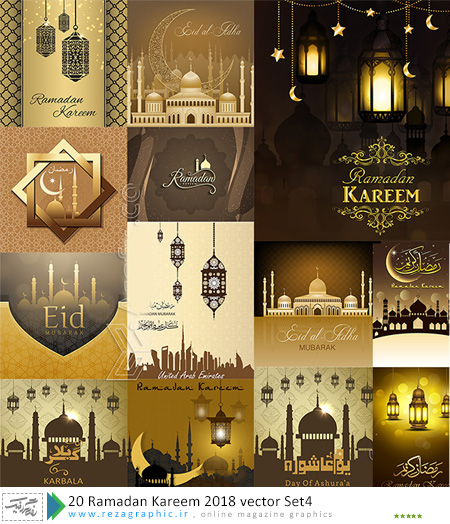 ۲۰ Ramadan Kareem 2018 vector Set4 ( www.rezagraphic.ir )