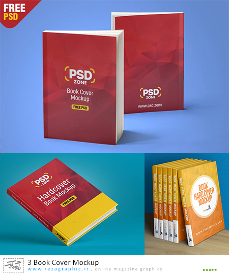 ۳ Book Cover Mockup ( www.rezagraphic.ir )