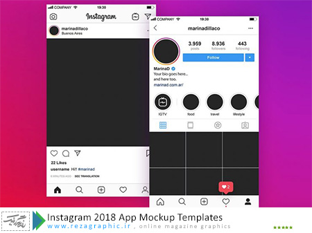 Instagram 2018 App Mockup Templates ( www.rezagraphic.ir )