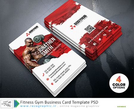 Fitness Gym Business Card Template PSD ( www.rezagraphic.ir )